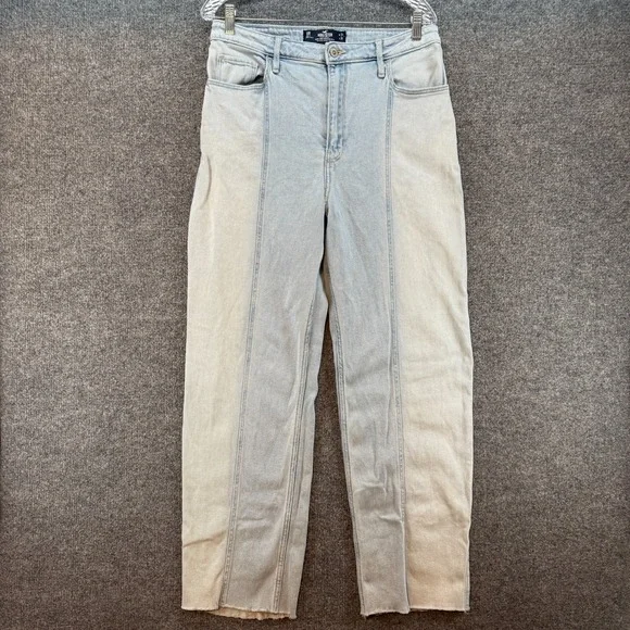 Hollister Jeans Womens 31 Blue Patchwork Ultra High Rise Wide Leg Dad Jean 90s - Picture 1 of 9